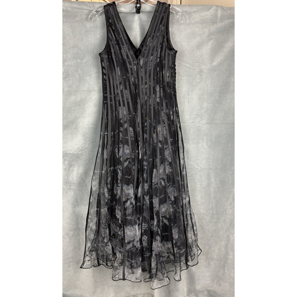 Mgiacy Dark Floral Tulle Midi Dress Size S Whimsigoth Fairy Grunge Dark Romantic - Picture 2 of 16